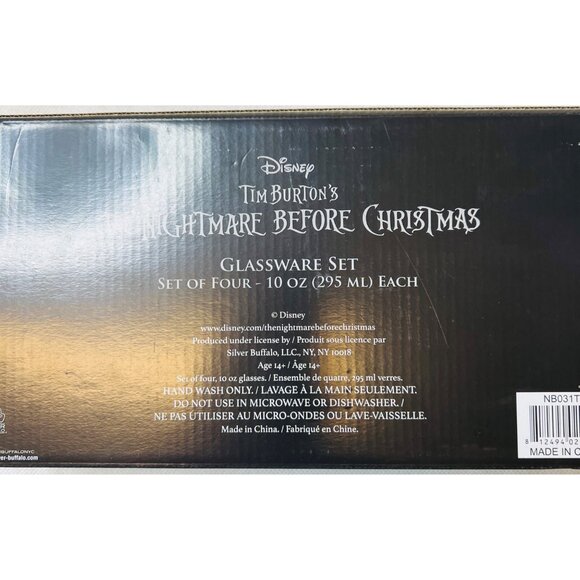 Disney Tim Burtons Nightmare Before Christmas Glassware Set Of Four 10 Oz (295 M - Picture 2 of 2
